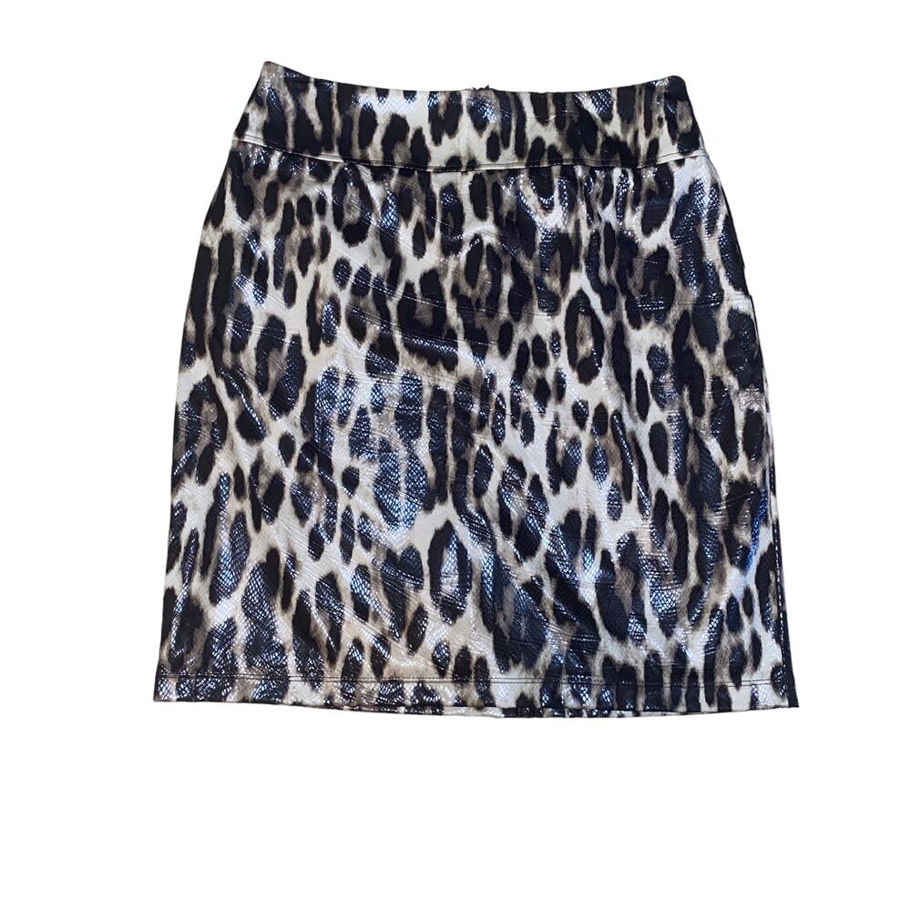 Travelers by Chico's Leopard Animal Print Fully Lined Pencil Skirt Size 1 Brown